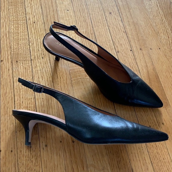 Slingback kitten heel black pointed toe sz8 - Picture 1 of 7